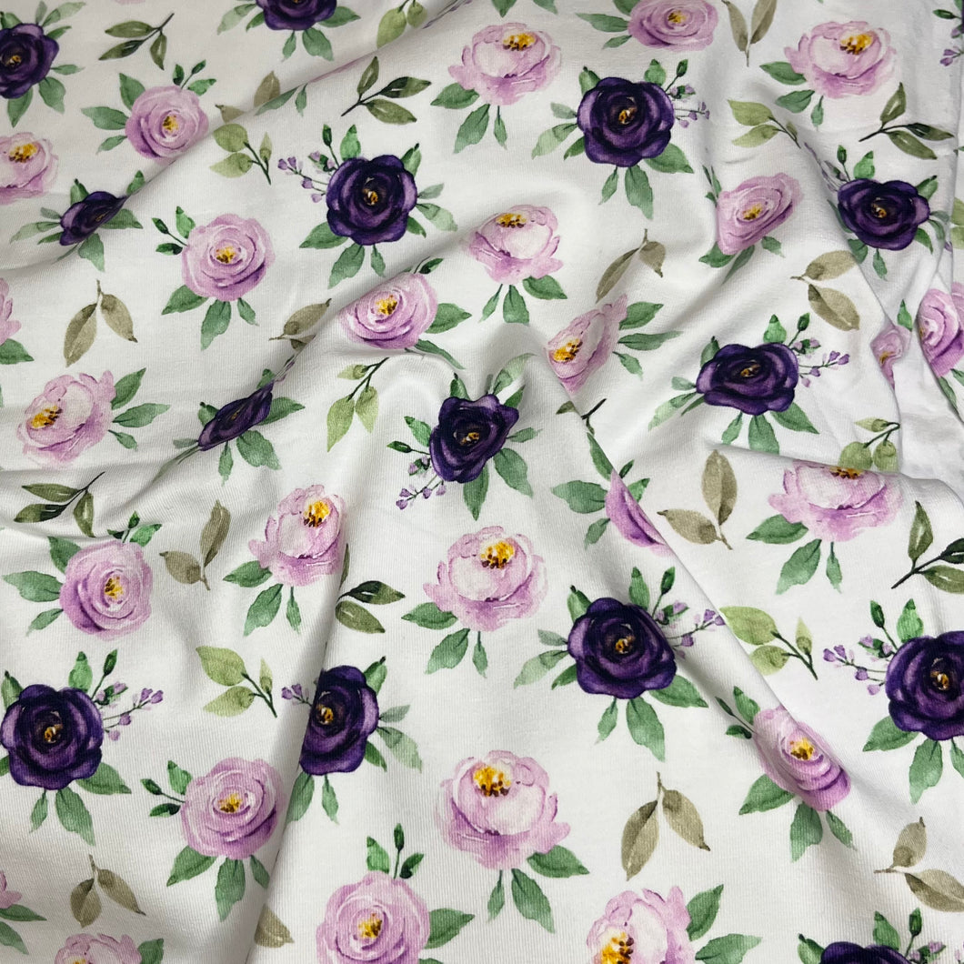 Purple Floral Cotton spandex