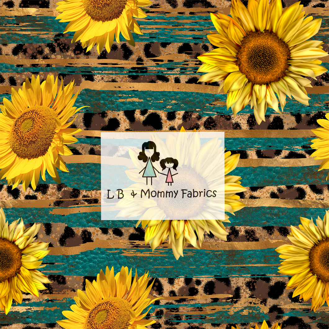 Leopard Teal and sunflower strips(BDIG)