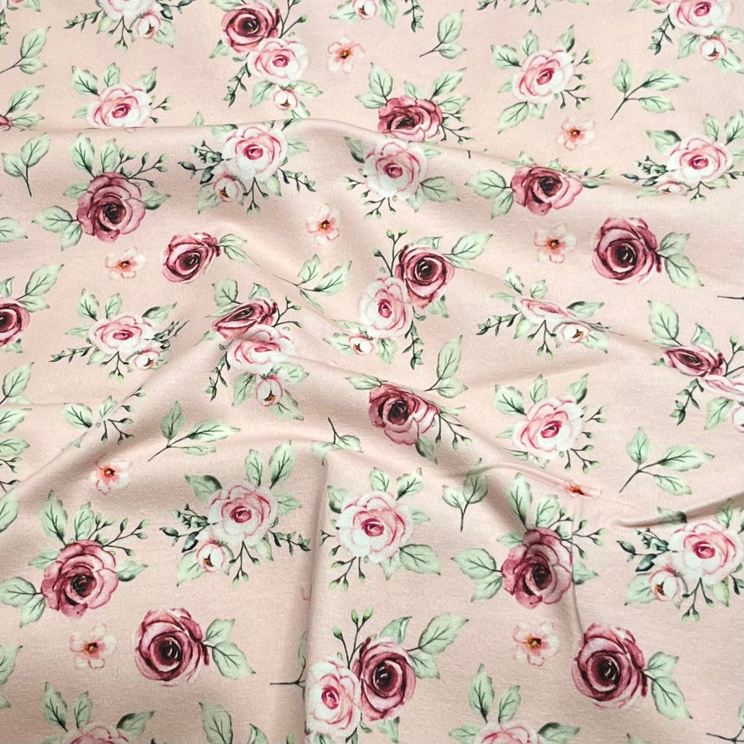 Floral on pink Cotton spandex