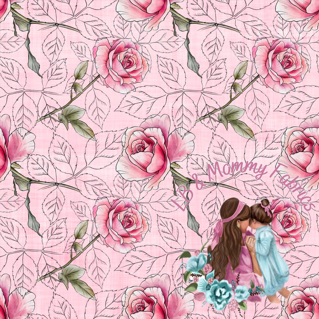 Tossed roses on pink (CS)