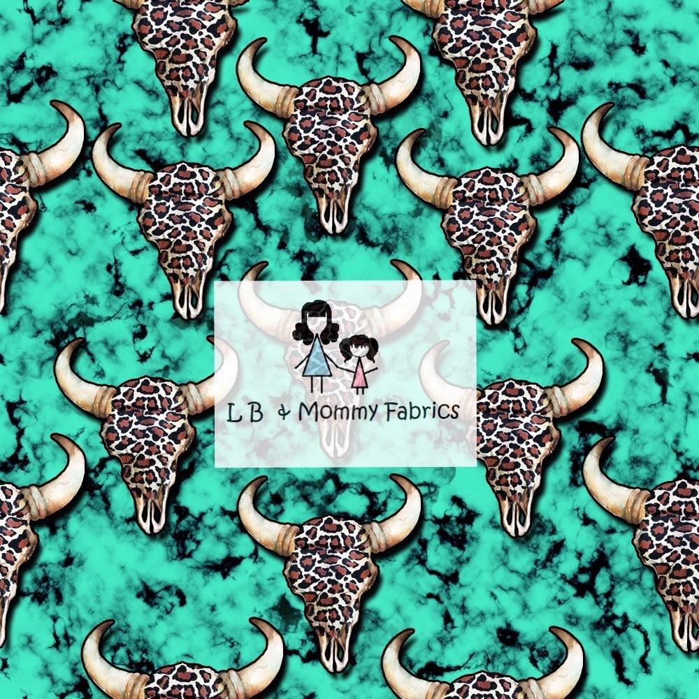 BLANKET-Leopard skull on turquoise (RD)