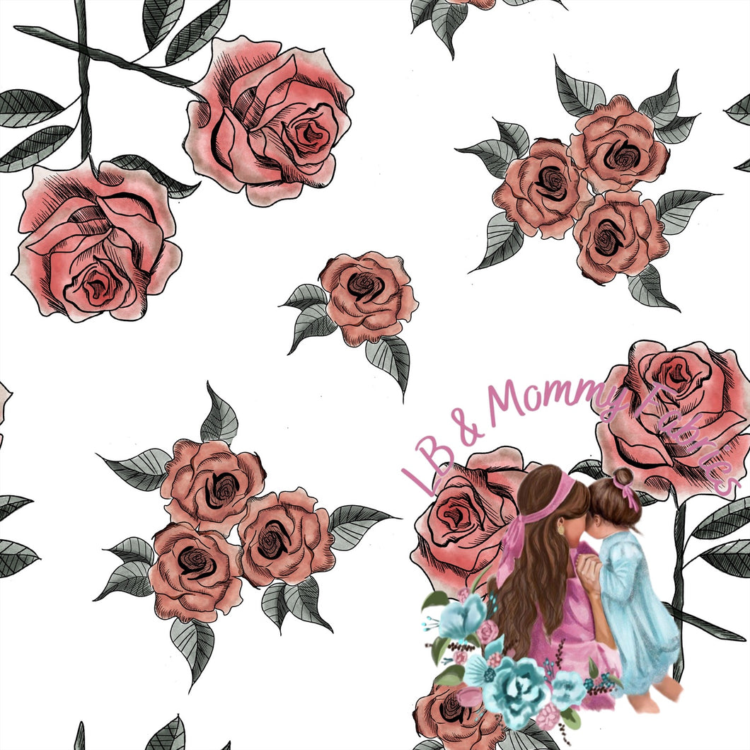 Boho roses on white(RR)