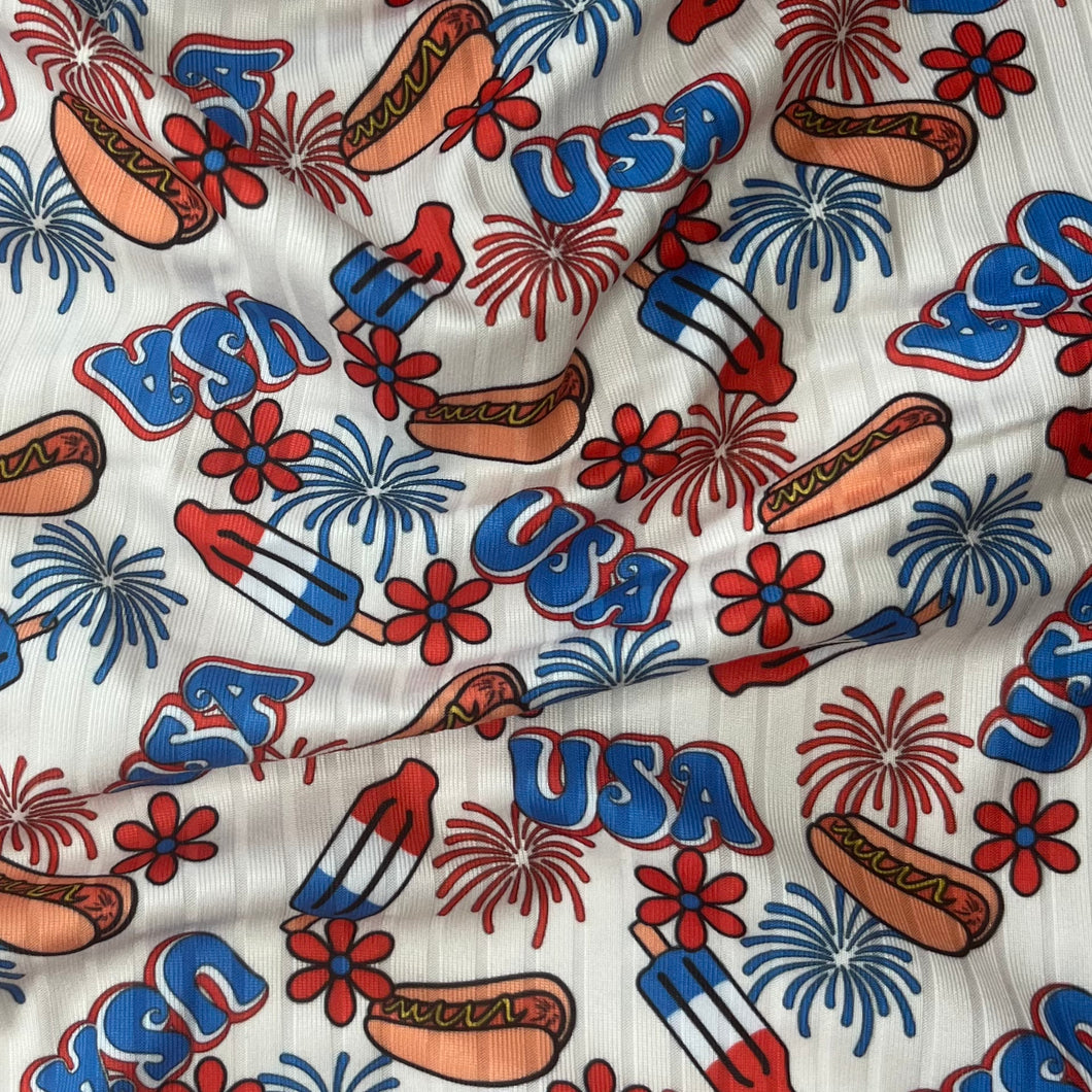 USA hotdog floral RIB