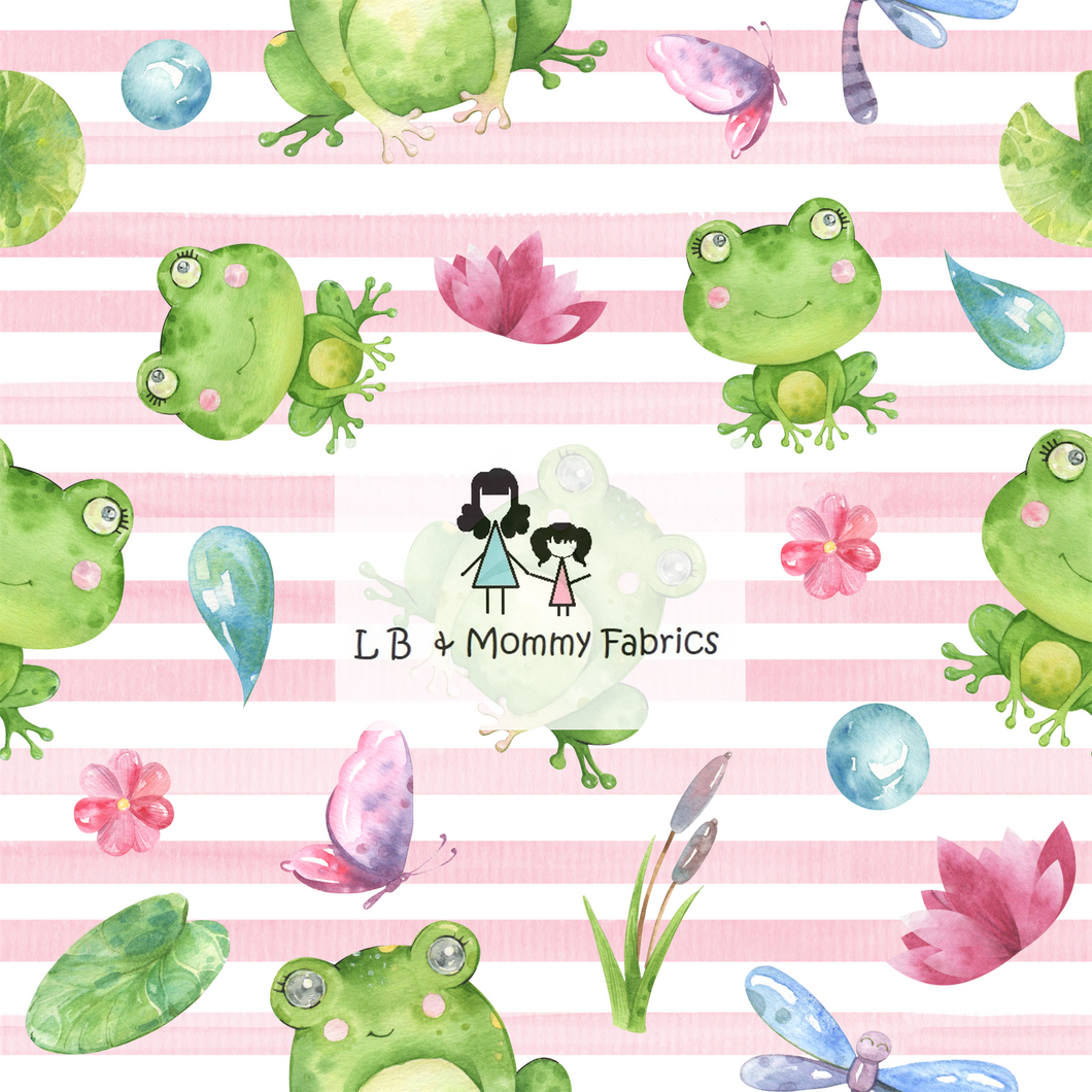 Frogs on pink stripes(TM)