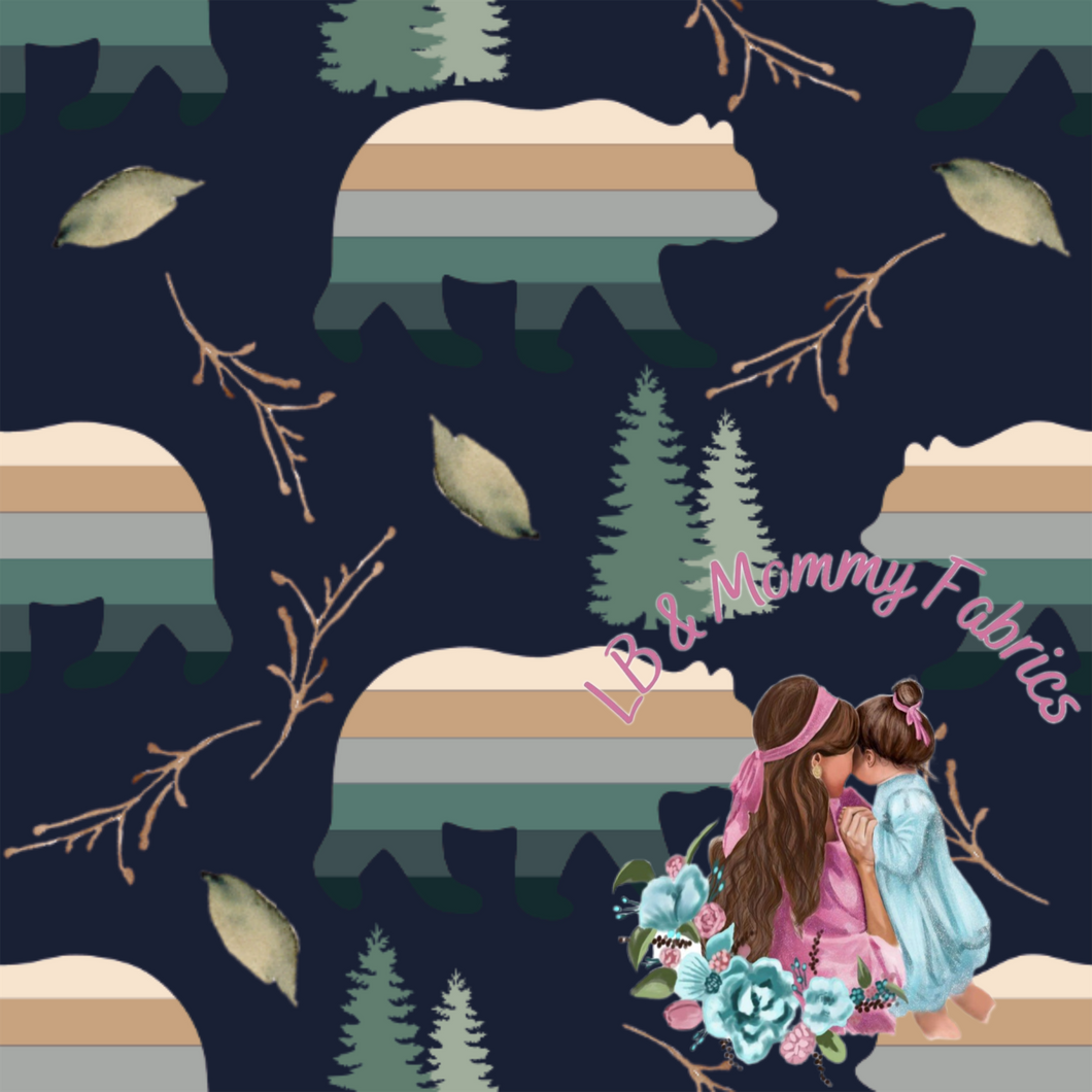 BLANKET-Striped bear on navy(EE)