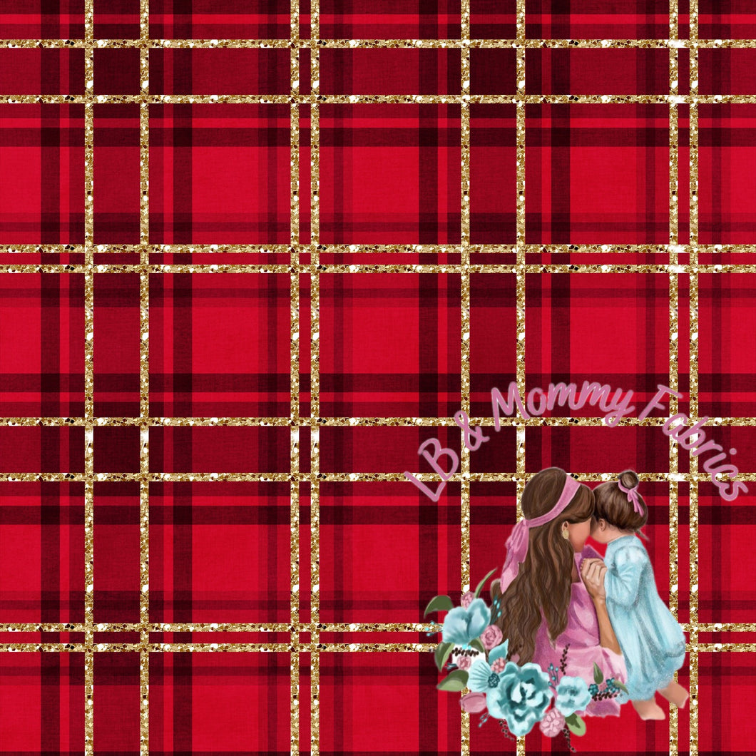Christmas red glitter plaid(EA)