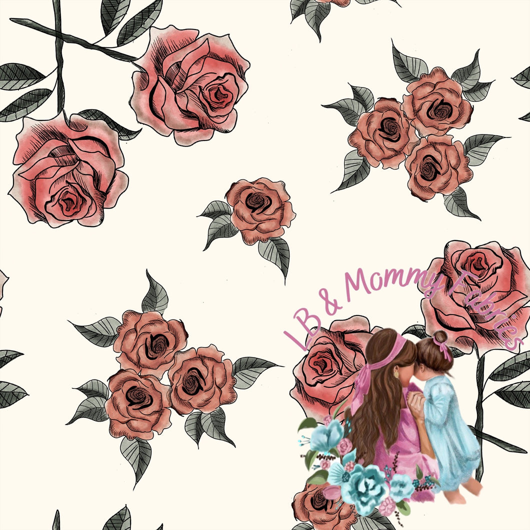 Boho roses on cream(RR)