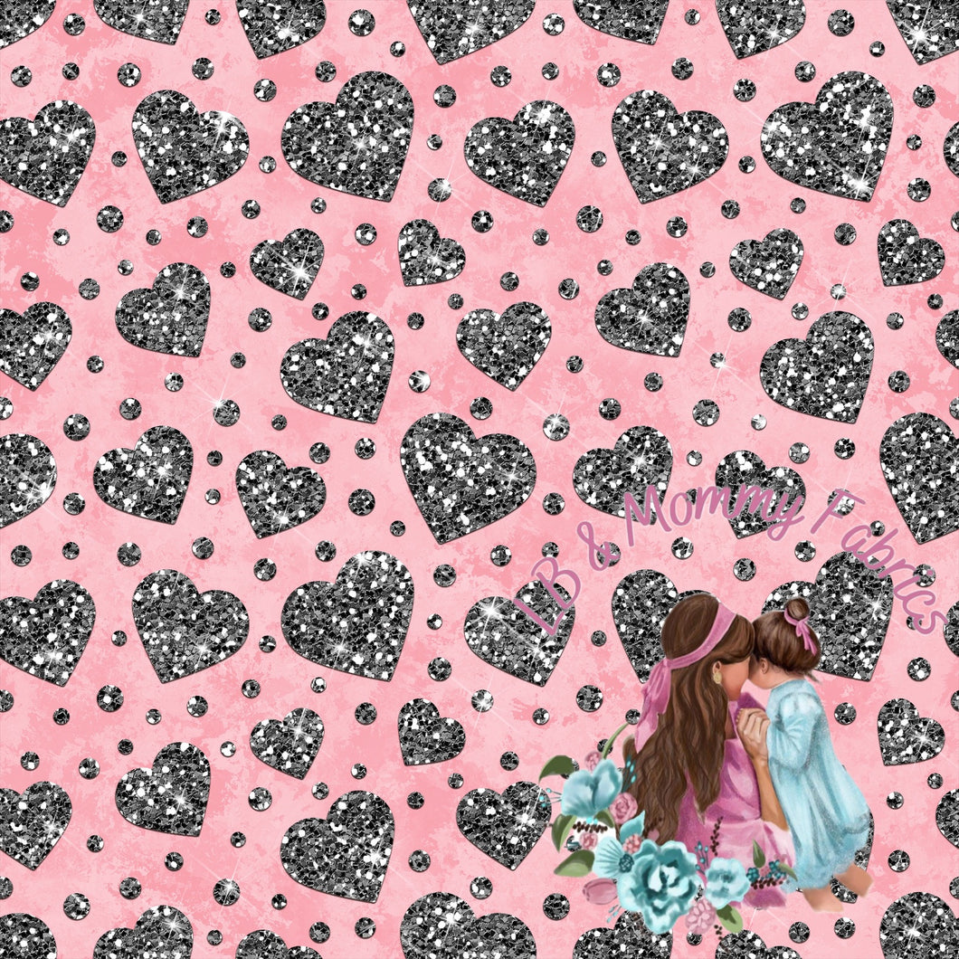 Silver glitter hearts (EA)